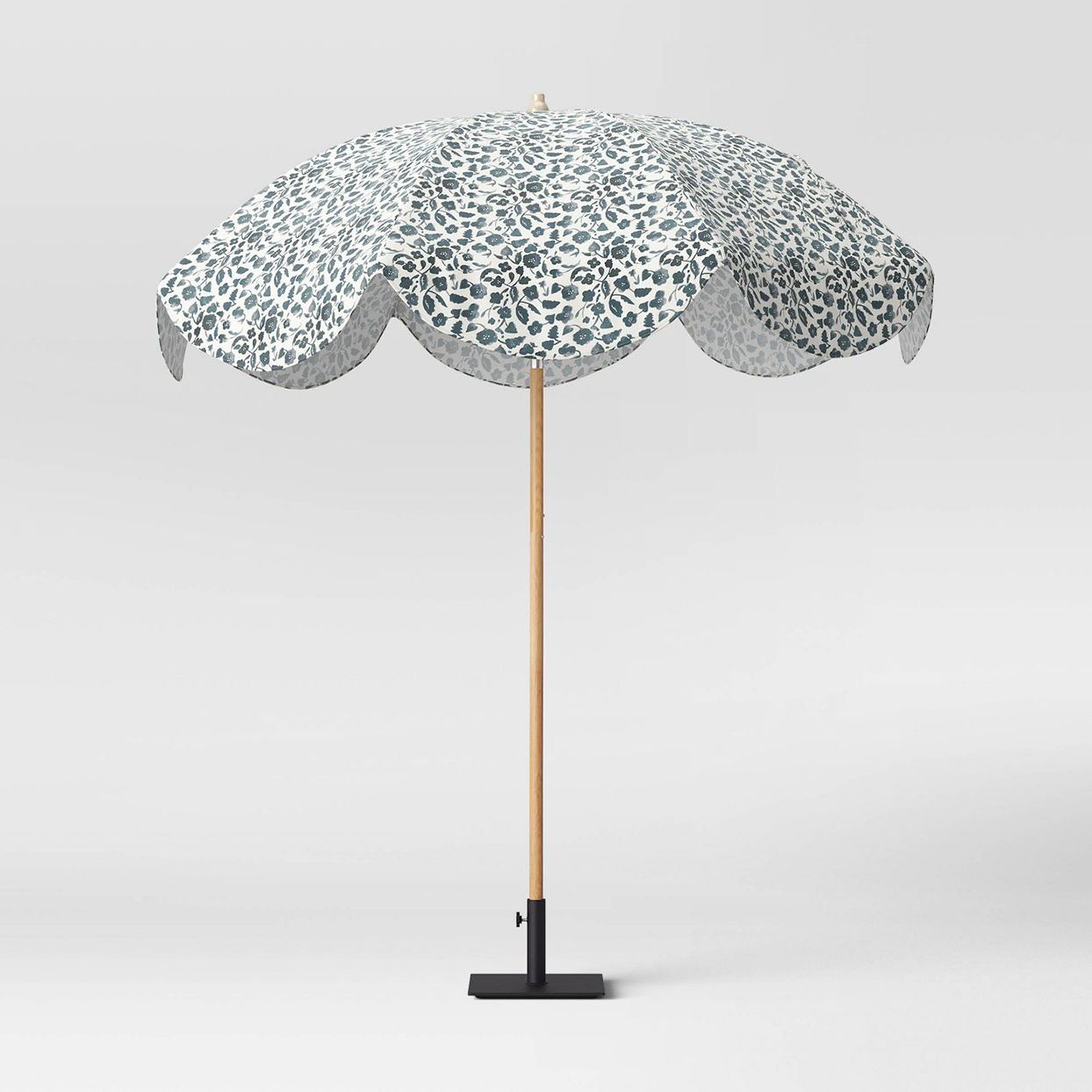 patio umbrella with scalloped floral shade