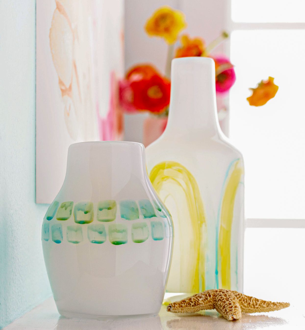 watercolor-painted vases