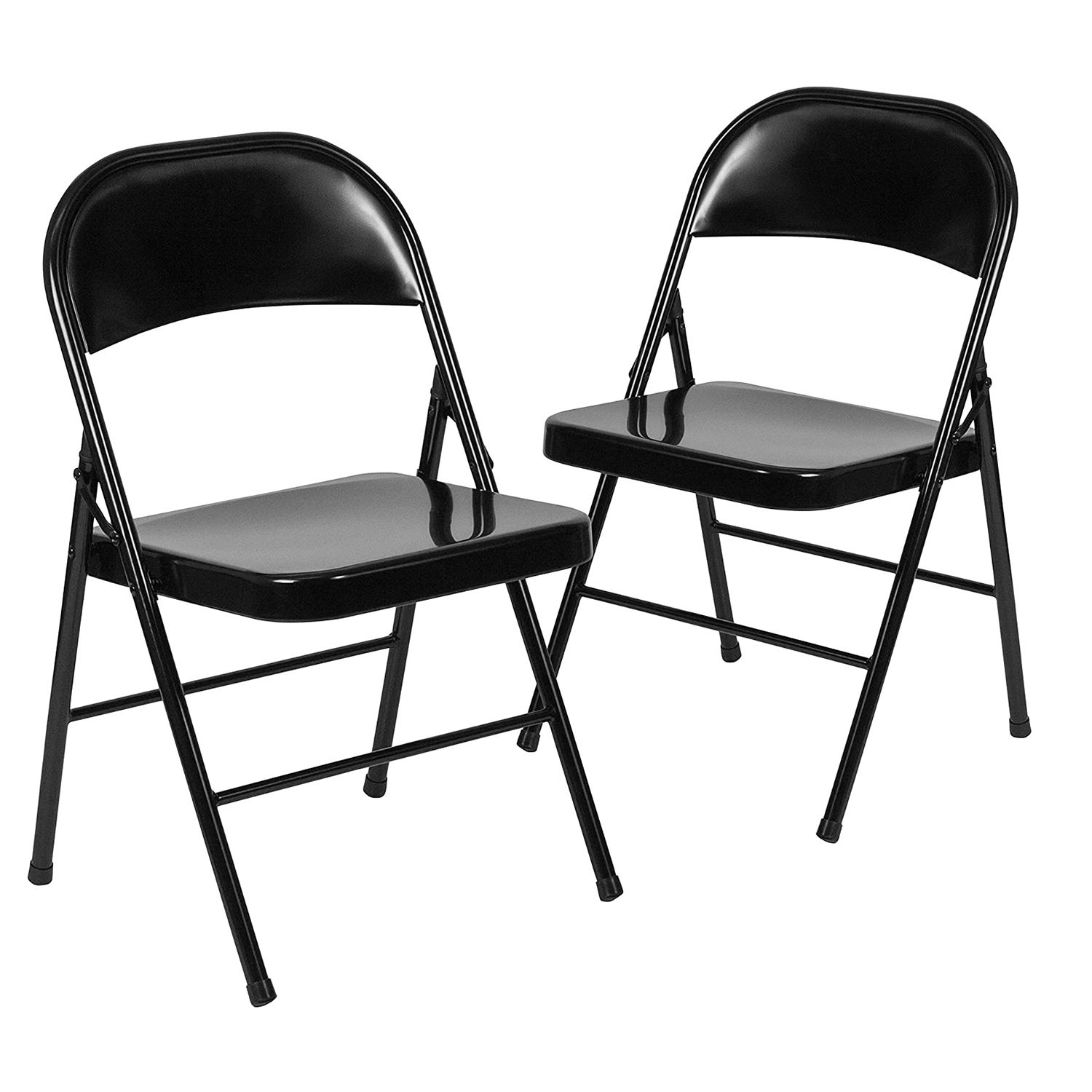 Double Braced Black Metal Folding Chair
