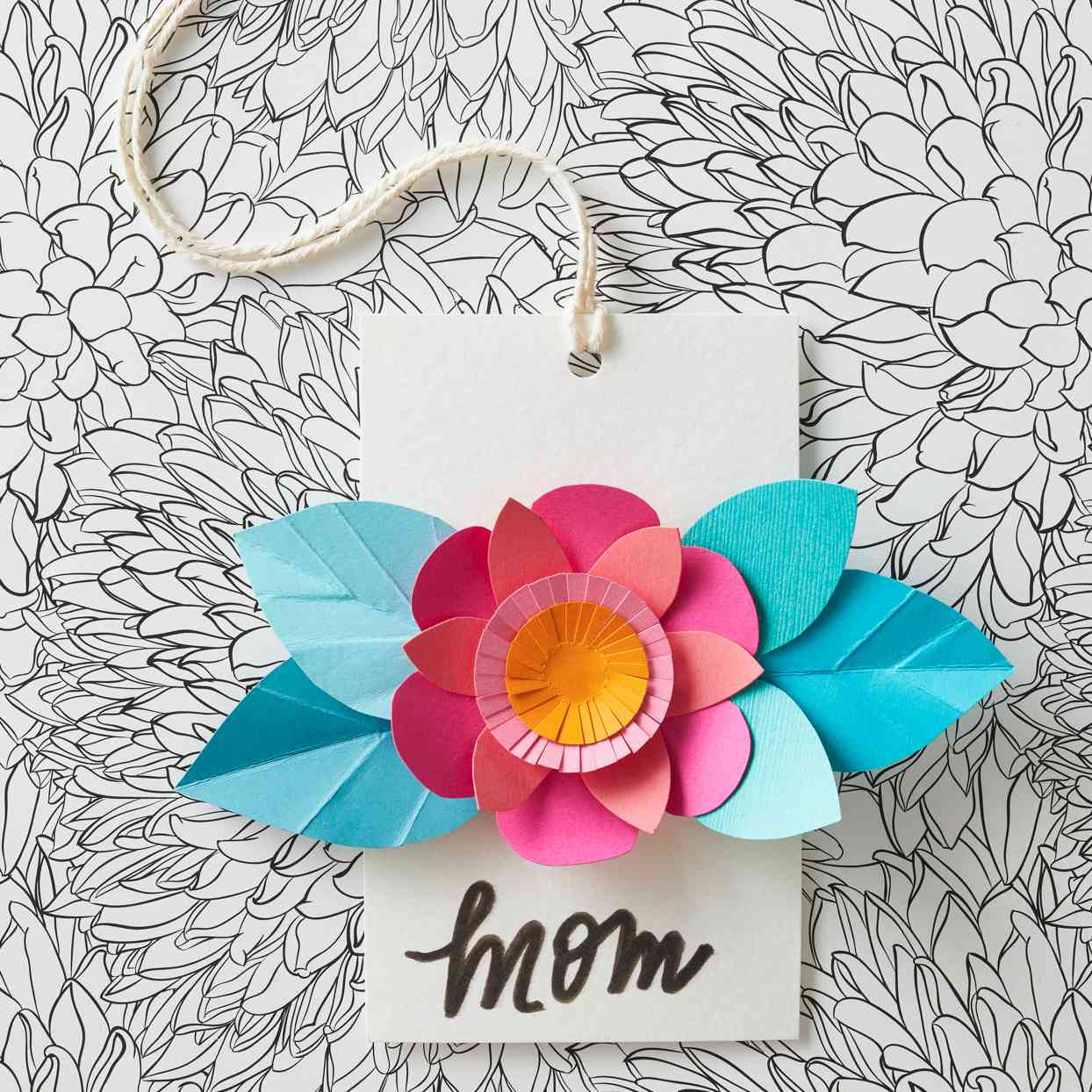 diy paper flower mom card