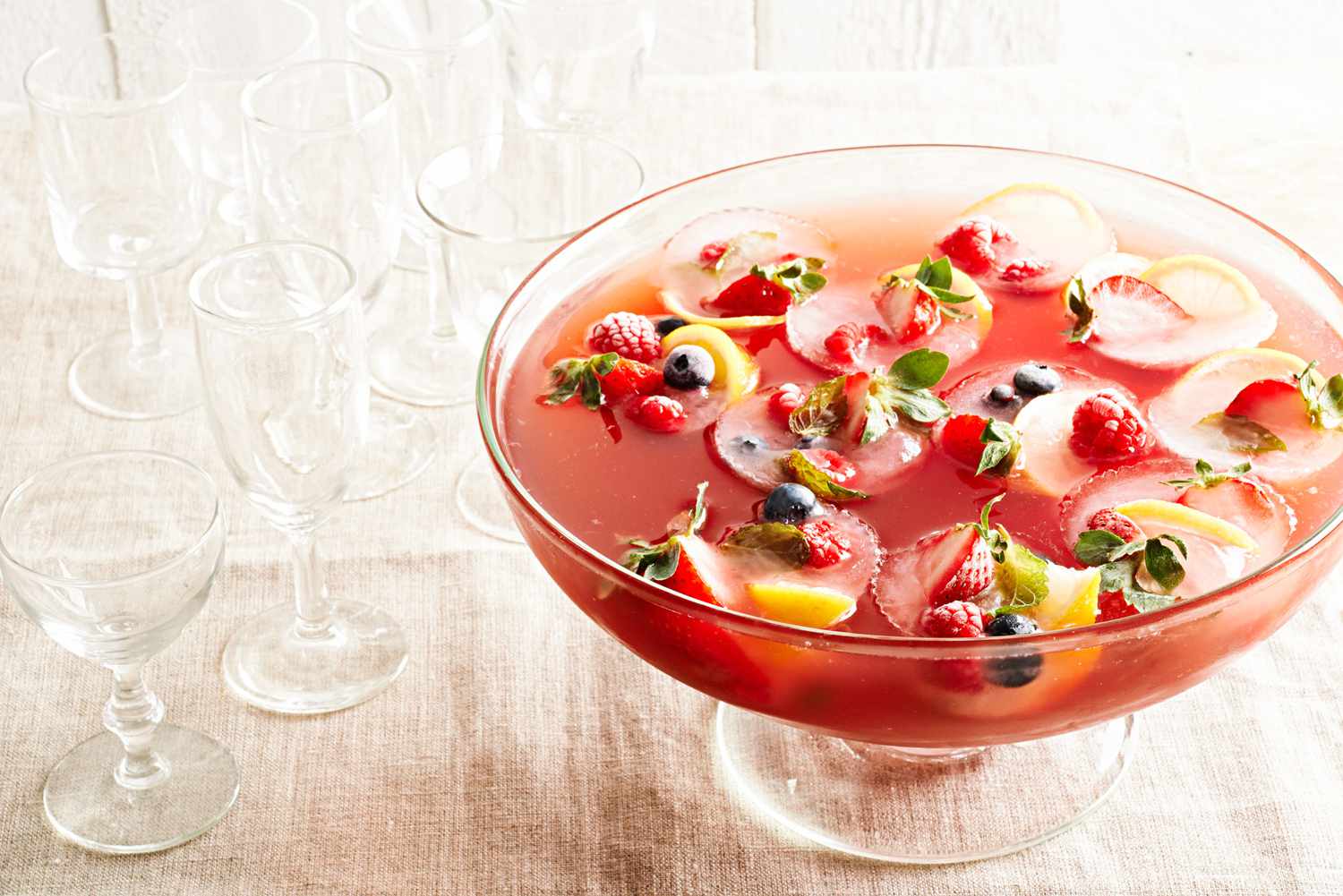 punch with small fruit filled ice rings