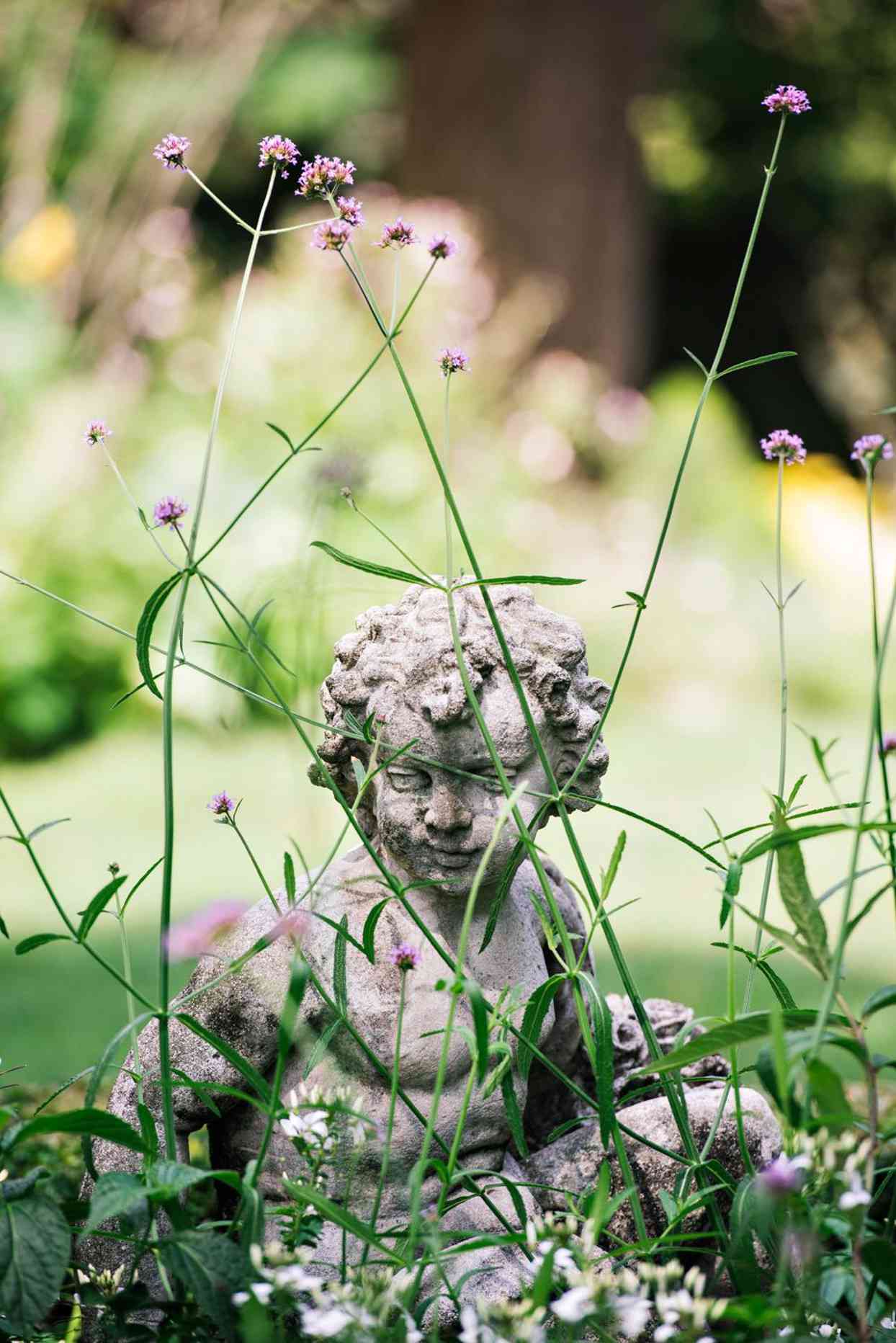 garden statue flowers