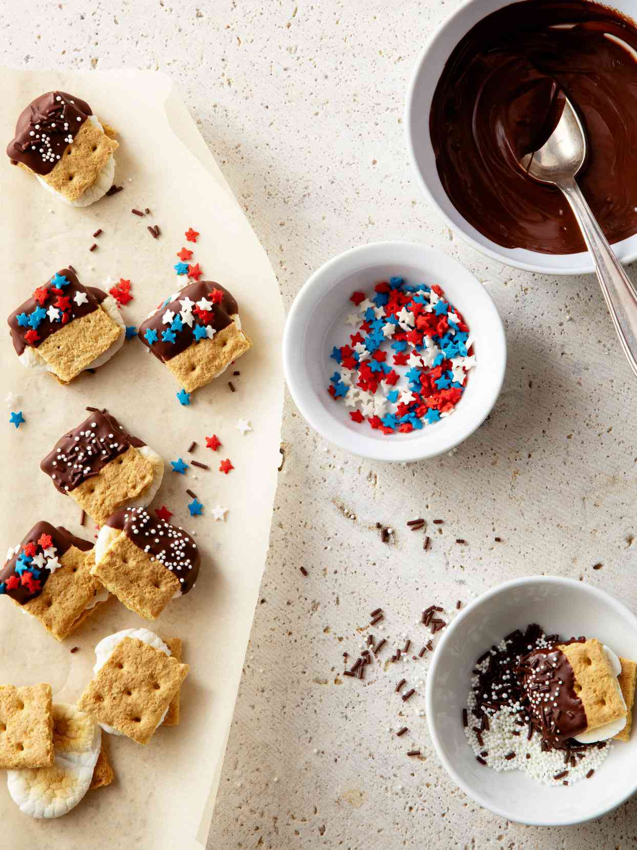Mini S’mores with red, white, and blue stars