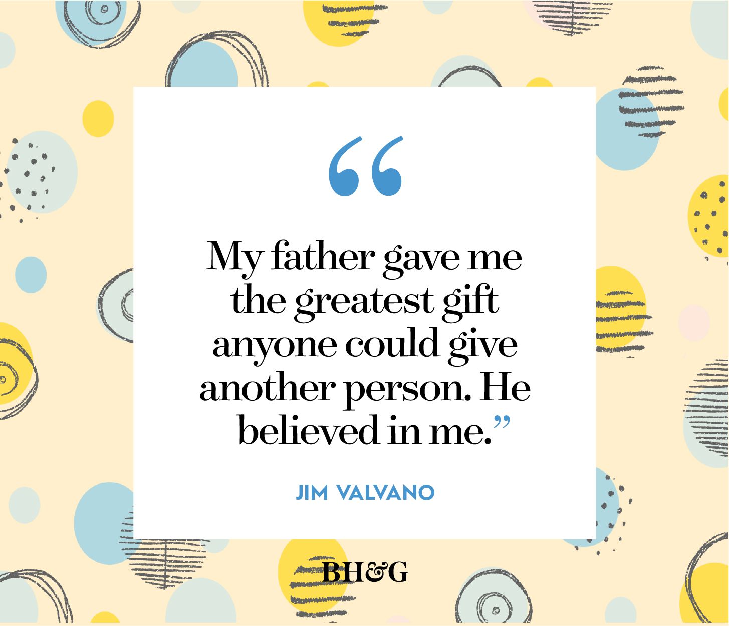 father's day quote on blue and yellow background