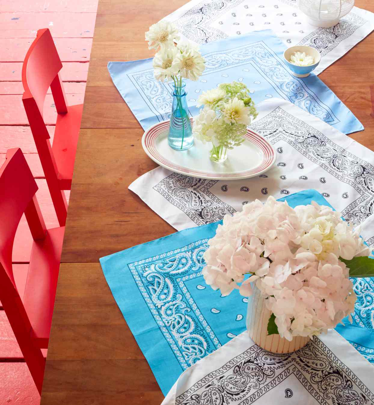 bandanas on table with flowers