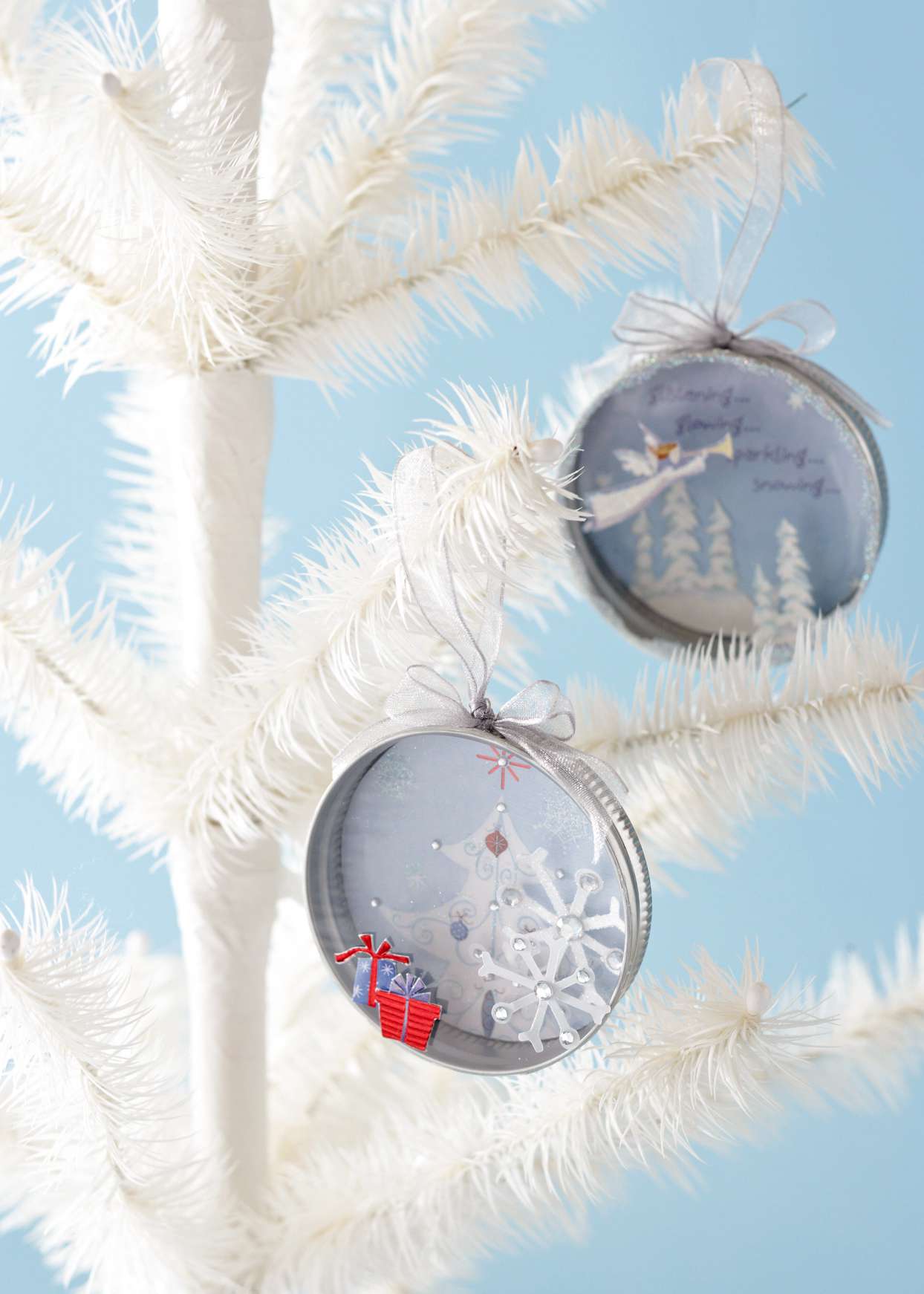 Canning Lid Christmas Card Ornaments