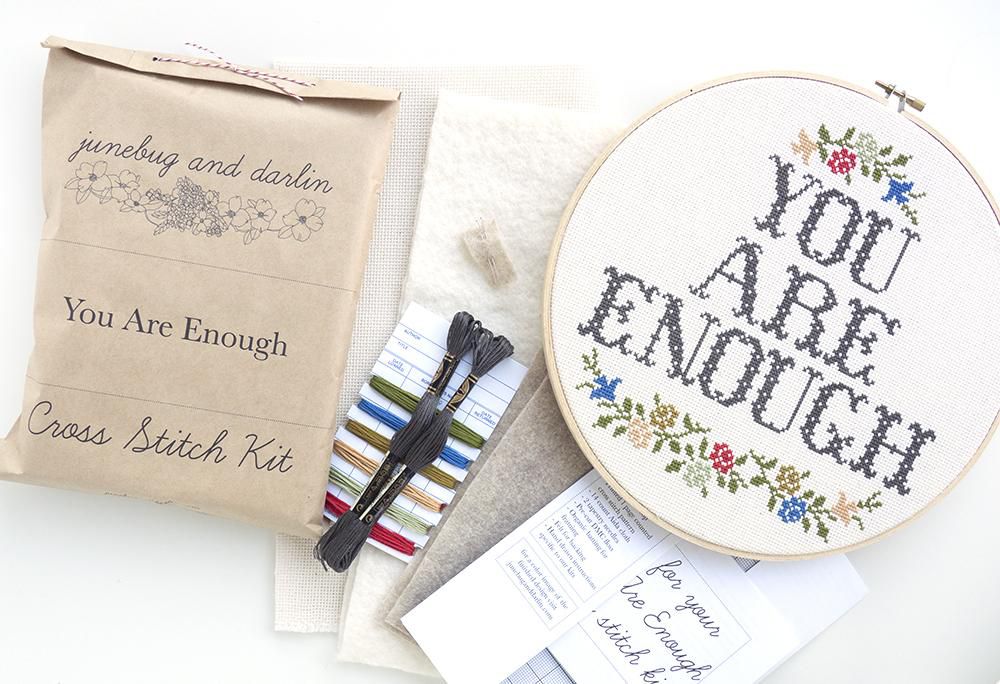 cross stitch that says you are enough
