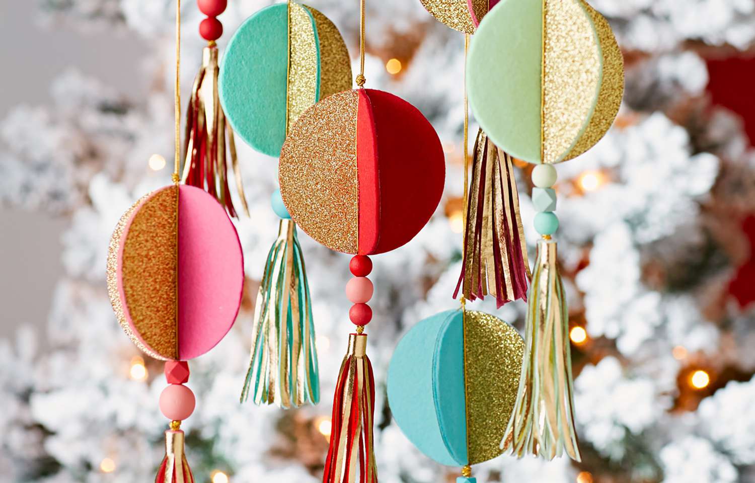 glittery felt hanging ornaments