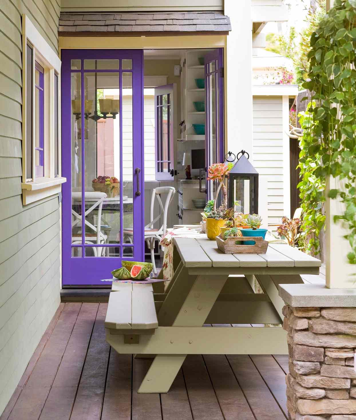 patio picnic table purple door