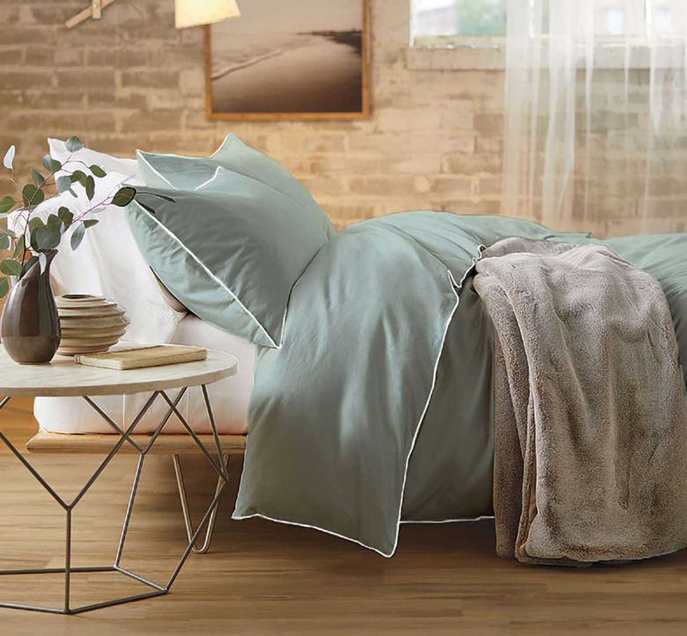 sateen bedding from nordstrom in styled bedroom
