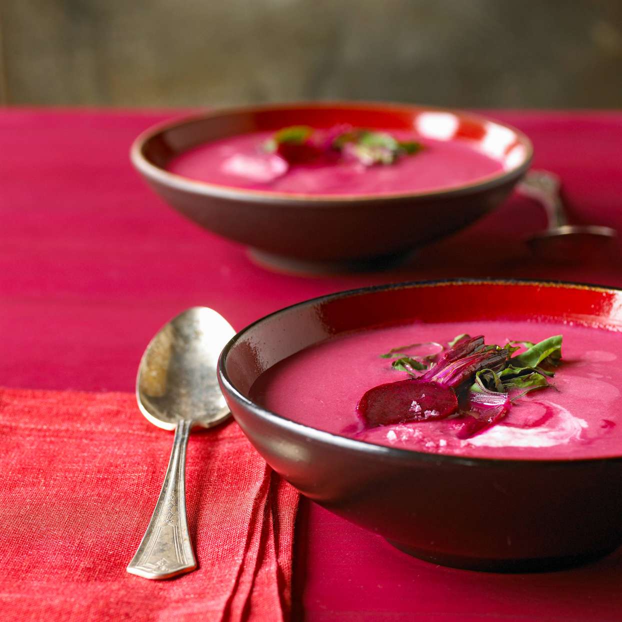 Beet and Apple Soup with Horseradish Cream