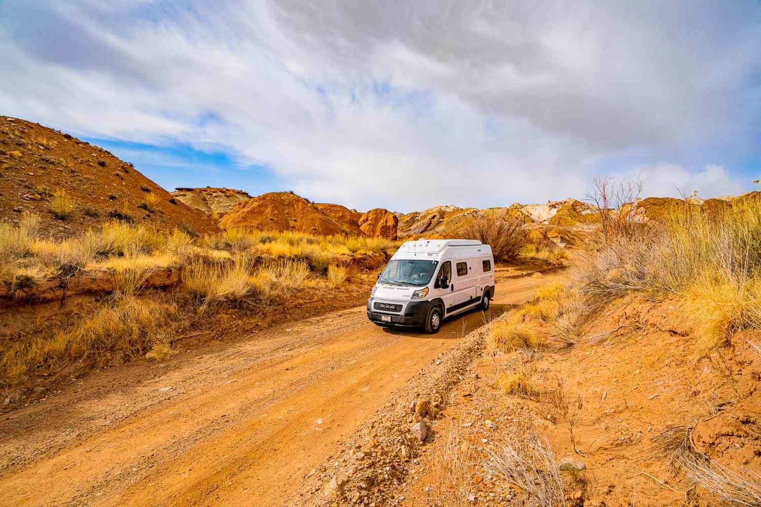 RV driving in desert