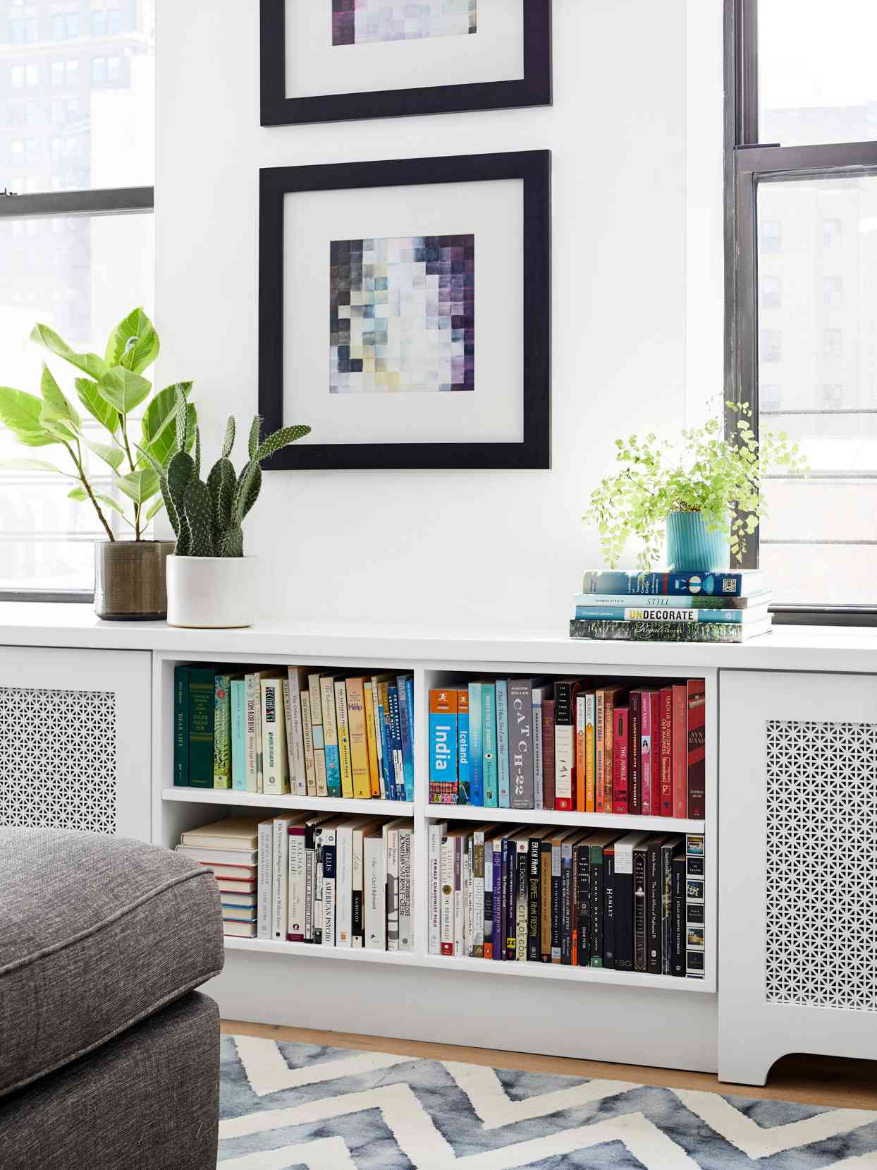 custom white cabinets book shelves