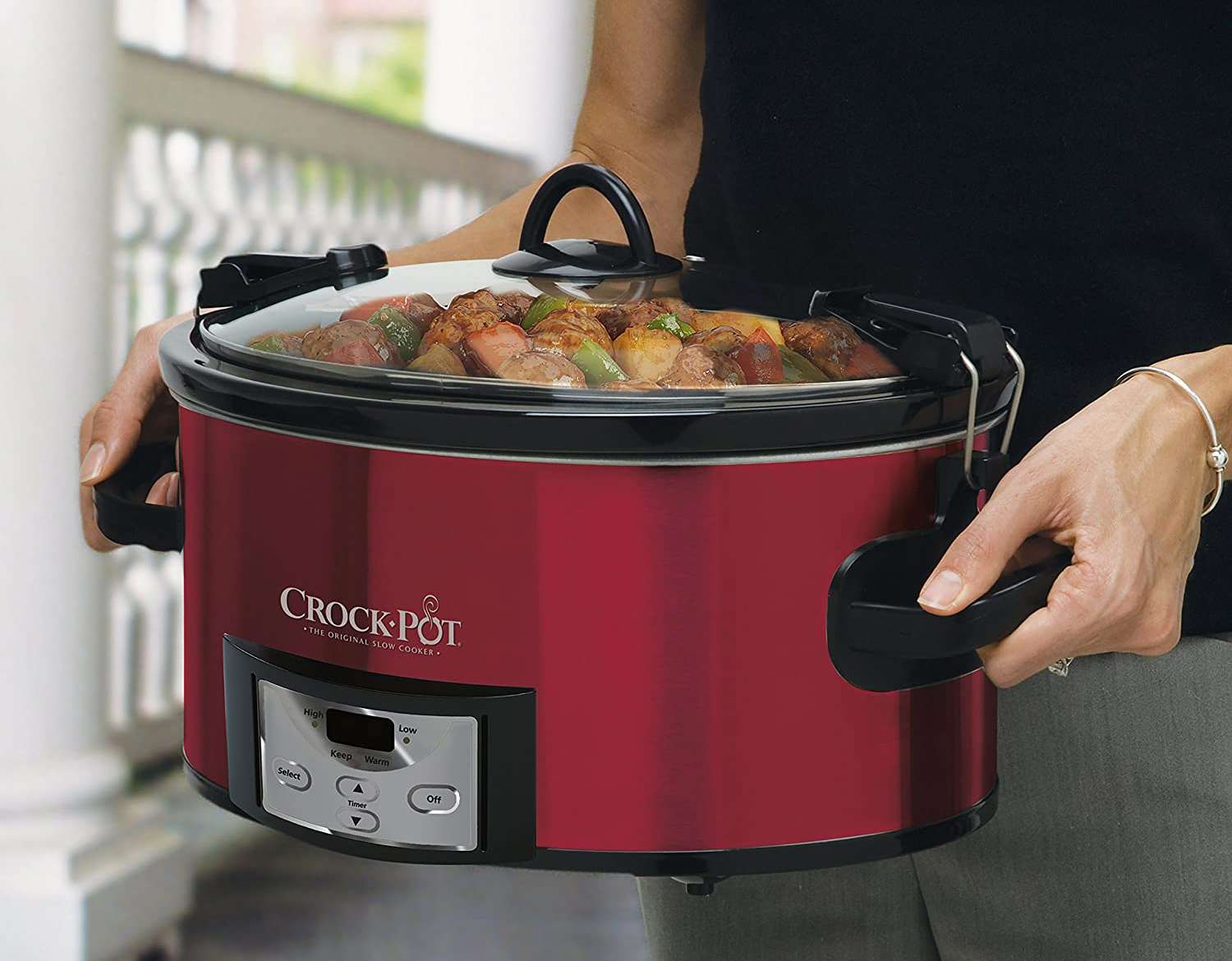 crock pot cook carry red slow cooker