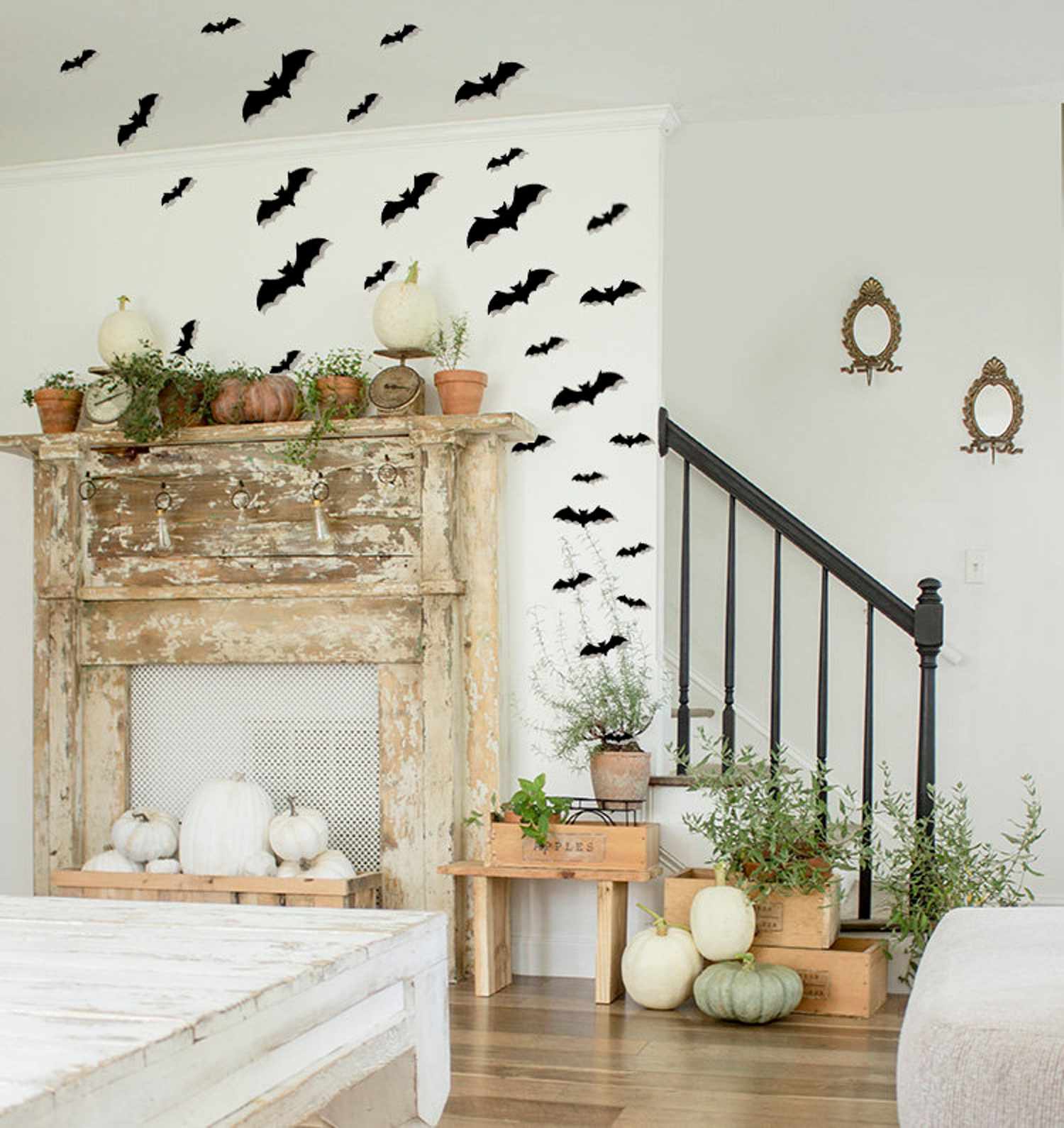 paper bats on the wall