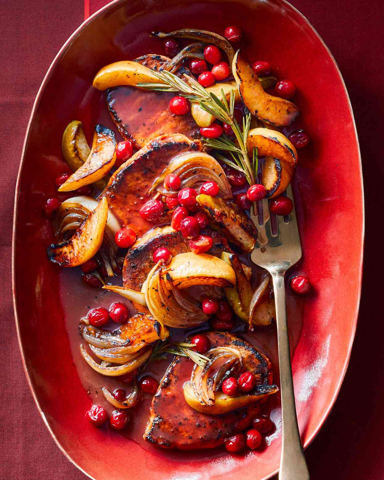 Pork Chops with Cranberries and Pears