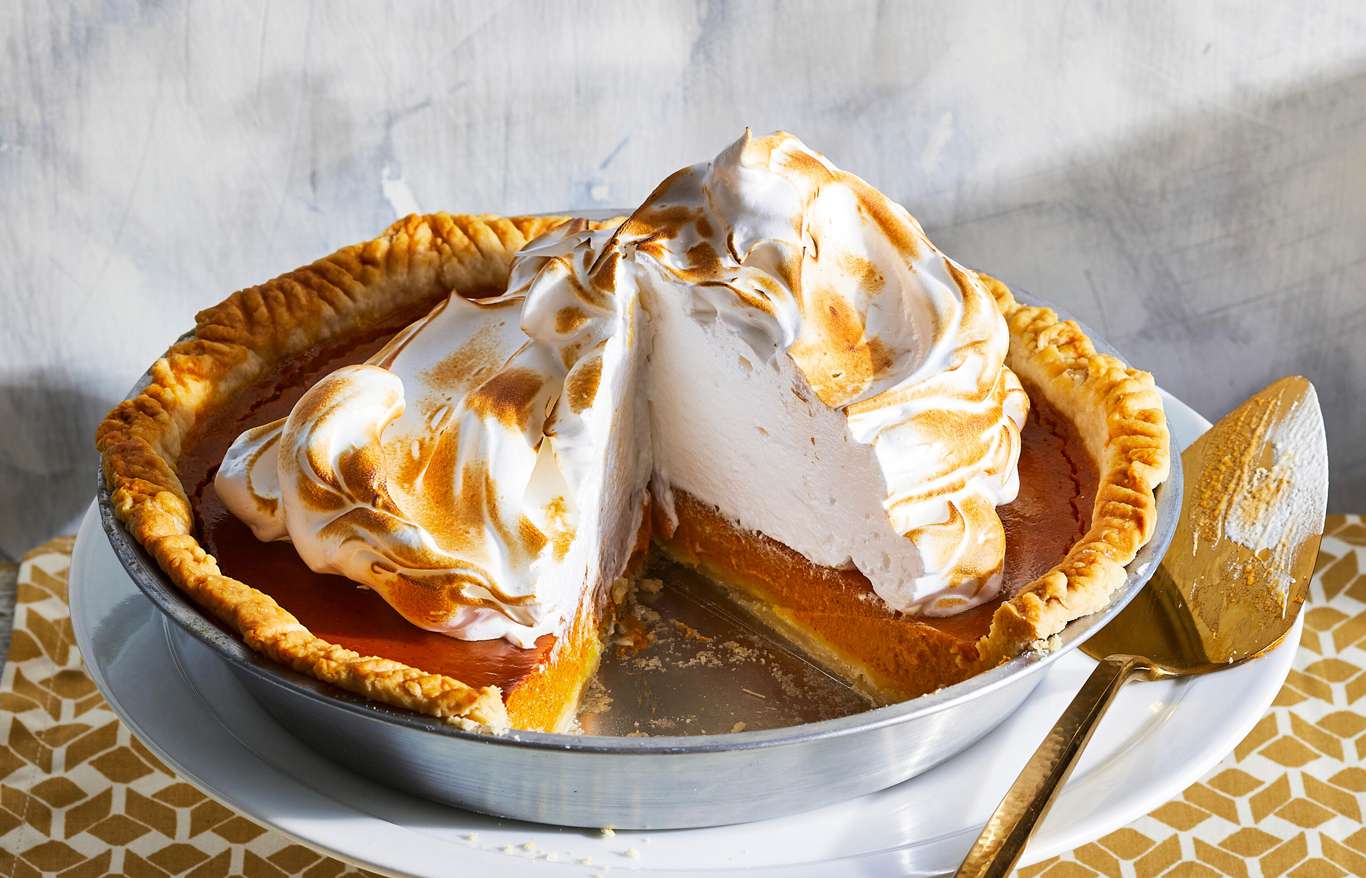 Pumpkin Pie topped with Marshmallow Meringue