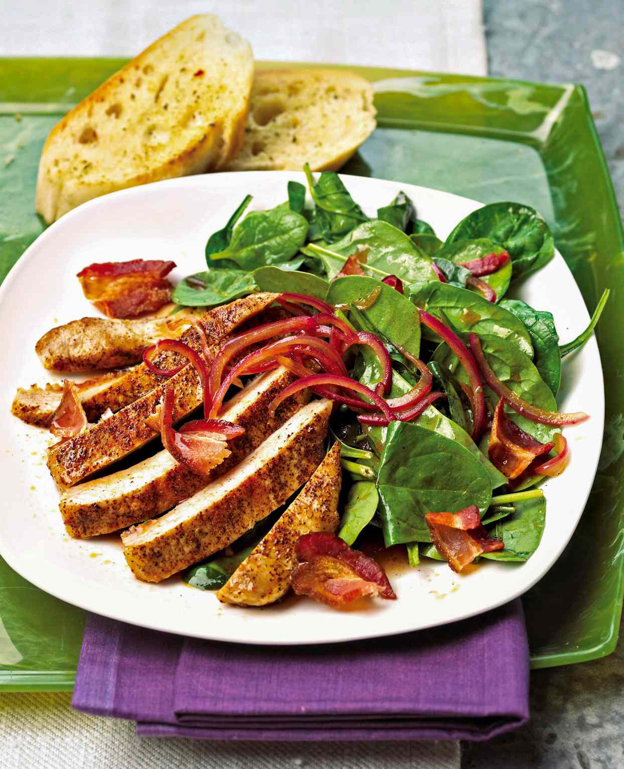 Spinach Salad with Ancho Chili Pepper Chops