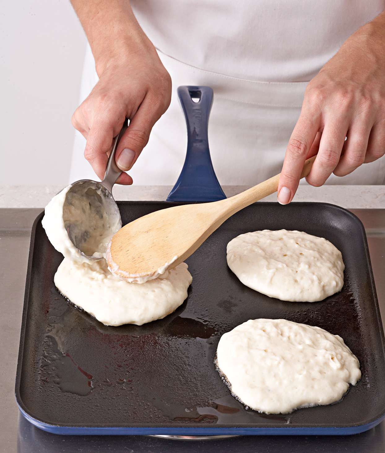 spoon pancakes griddle