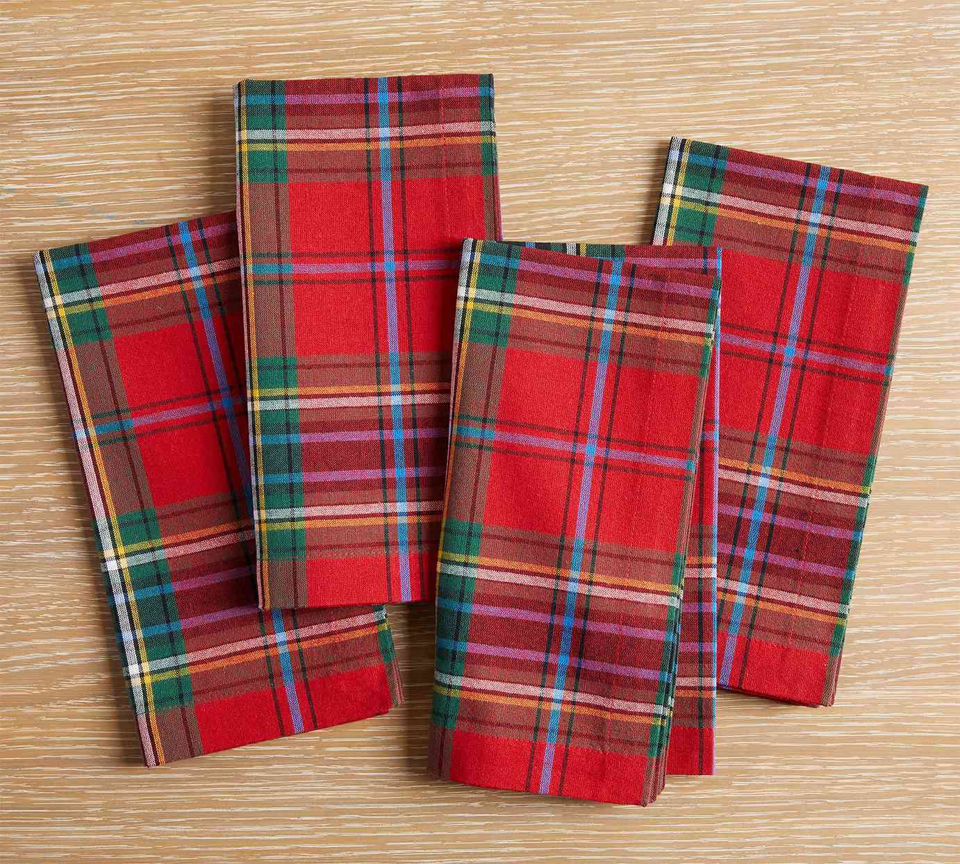 red plaid napkins
