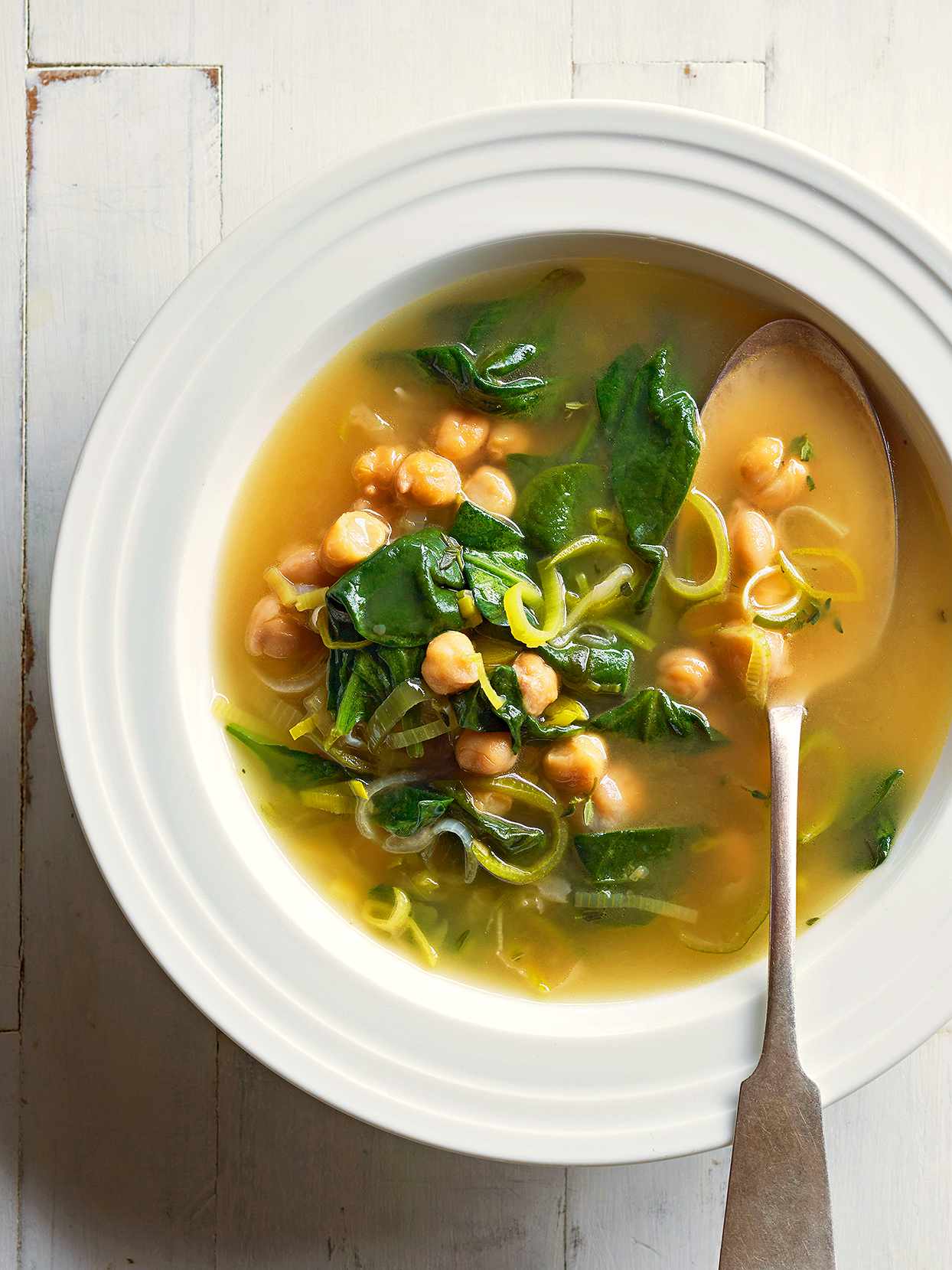 Chickpea, Leek, and Spinach Soup