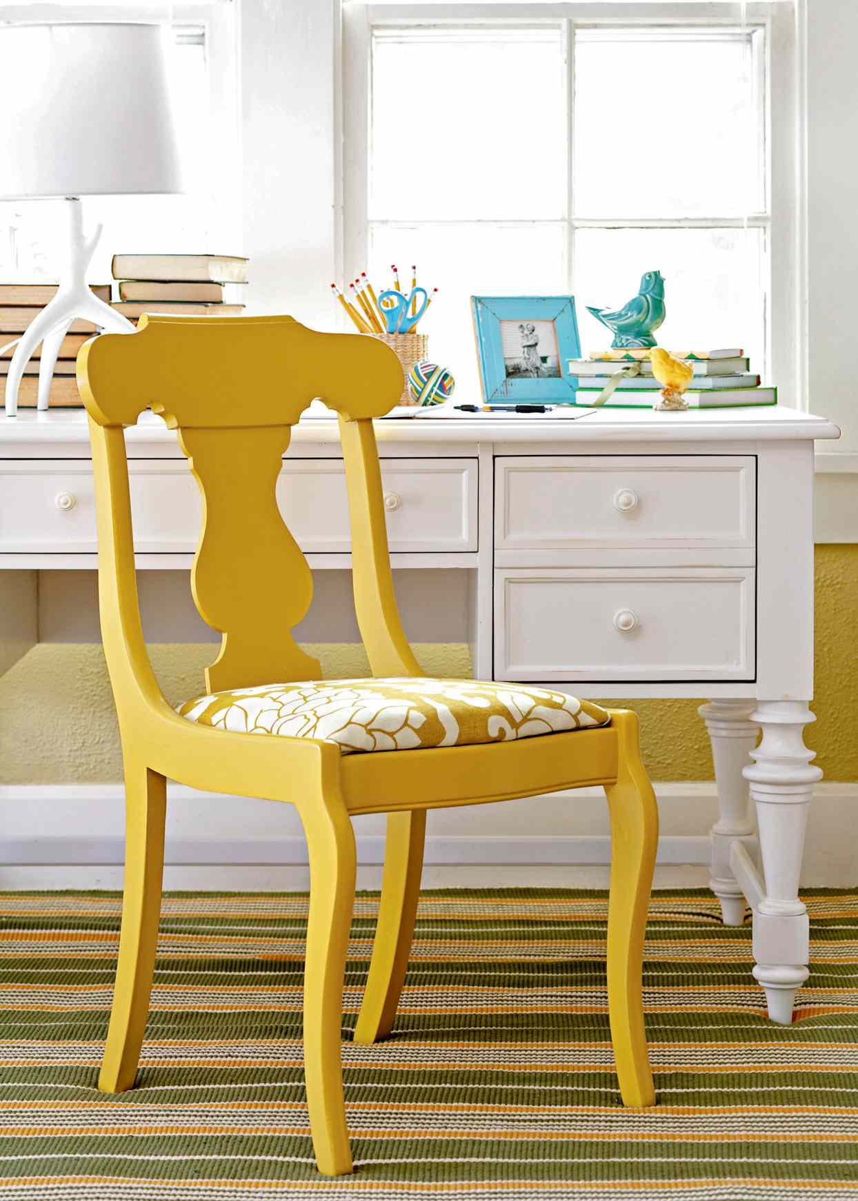 after: bright yellow dining chair