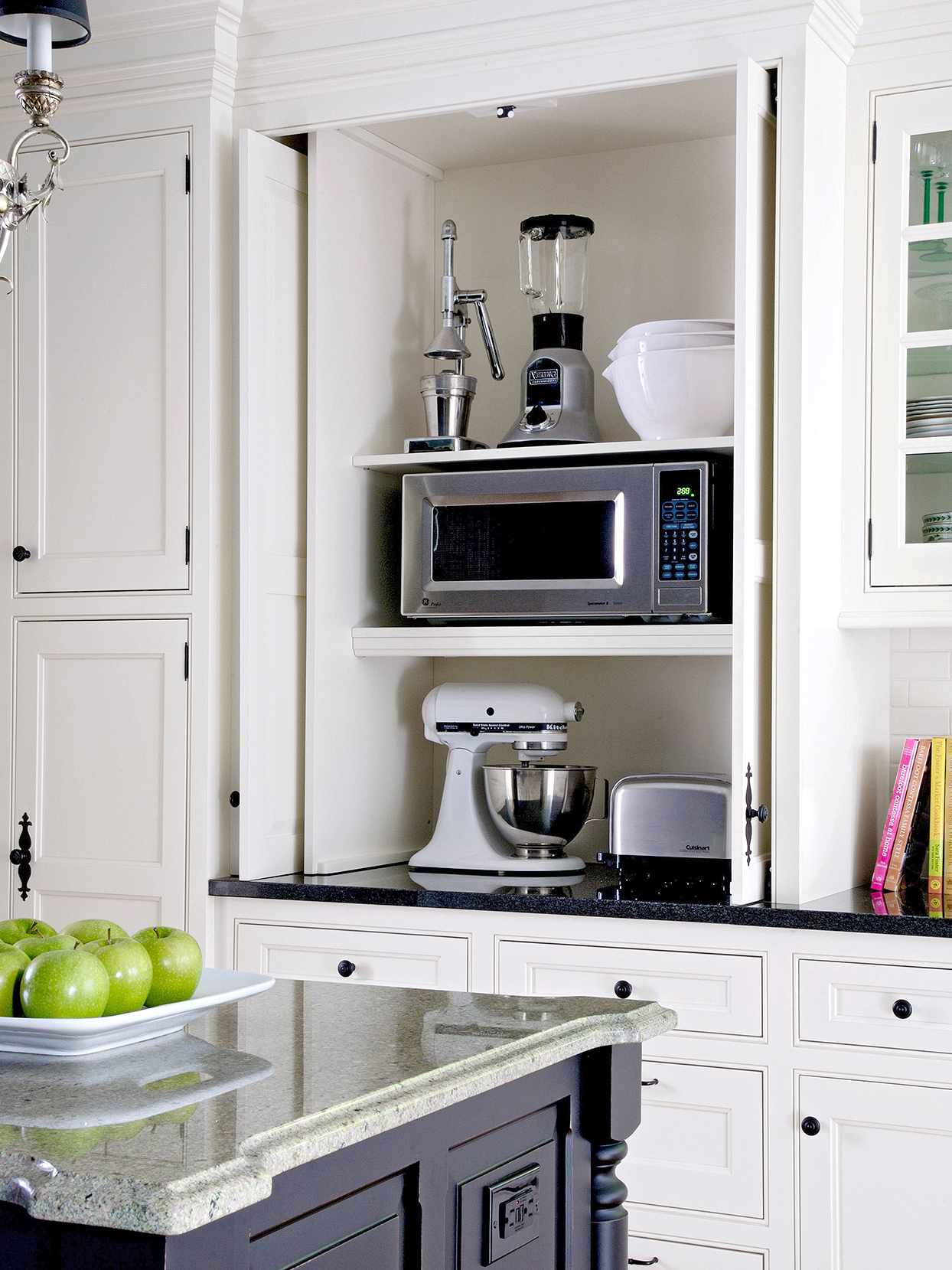 custom 3-level kitchen cabinet appliances traditional island