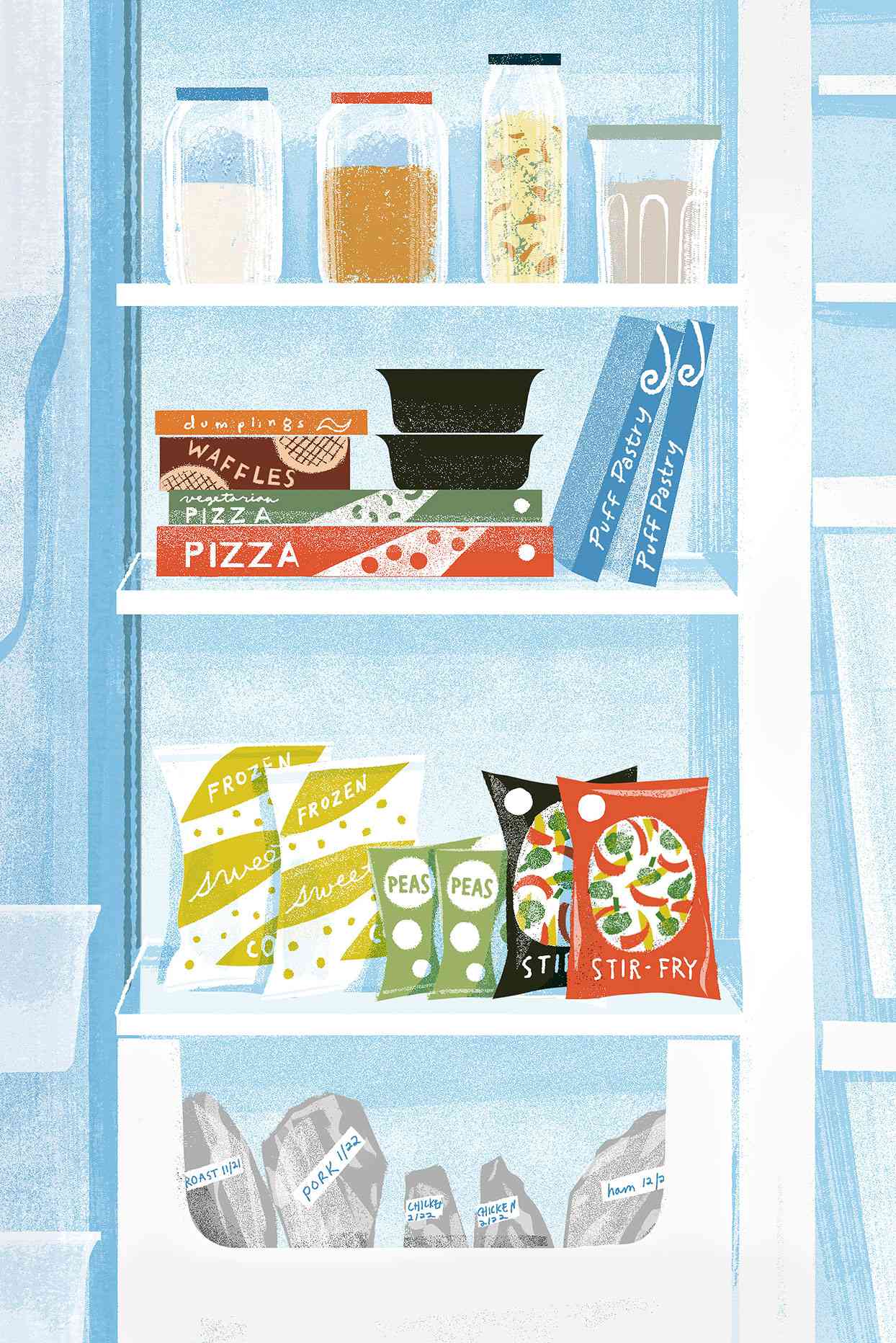 refrigerator shelves products illustration