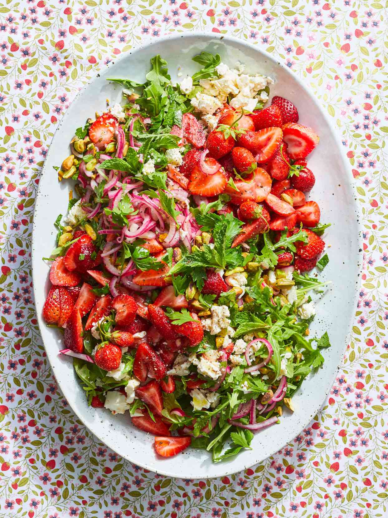 Strawberry Salad with Feta, Arugula and Pickled Red Onions