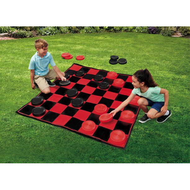 <p>This classic board game is bigger and better than ever! From grandparents to distant cousins, everyone can enjoy timeless pastime. Spread out the checkerboard-patterned rug and divide teams into red and black to get started. </p>
                            
