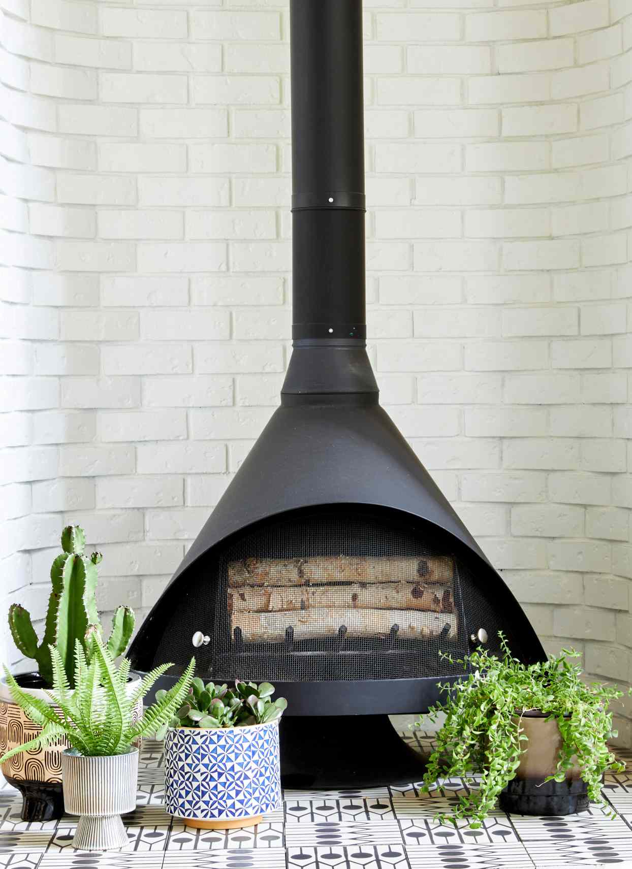 modern black fireplace