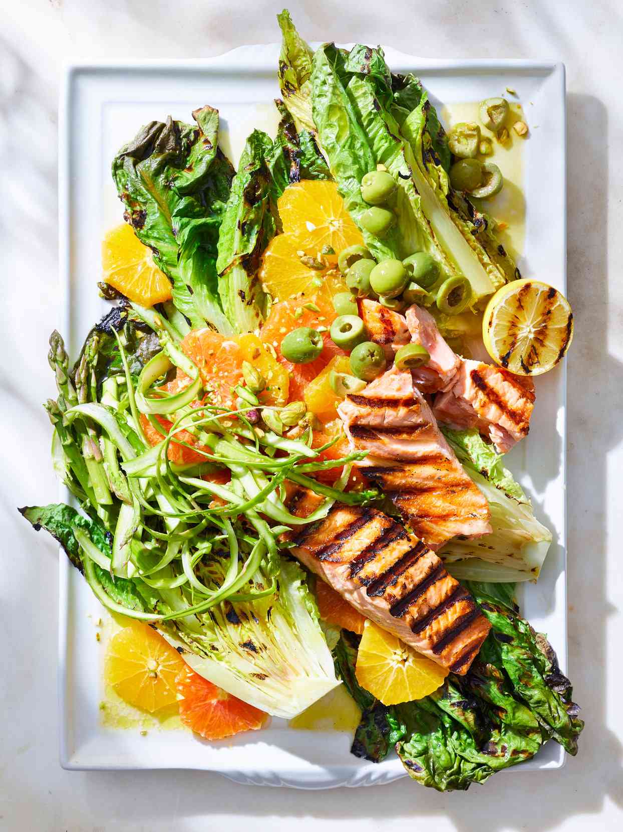 Grilled Salmon and Romaine Salad 