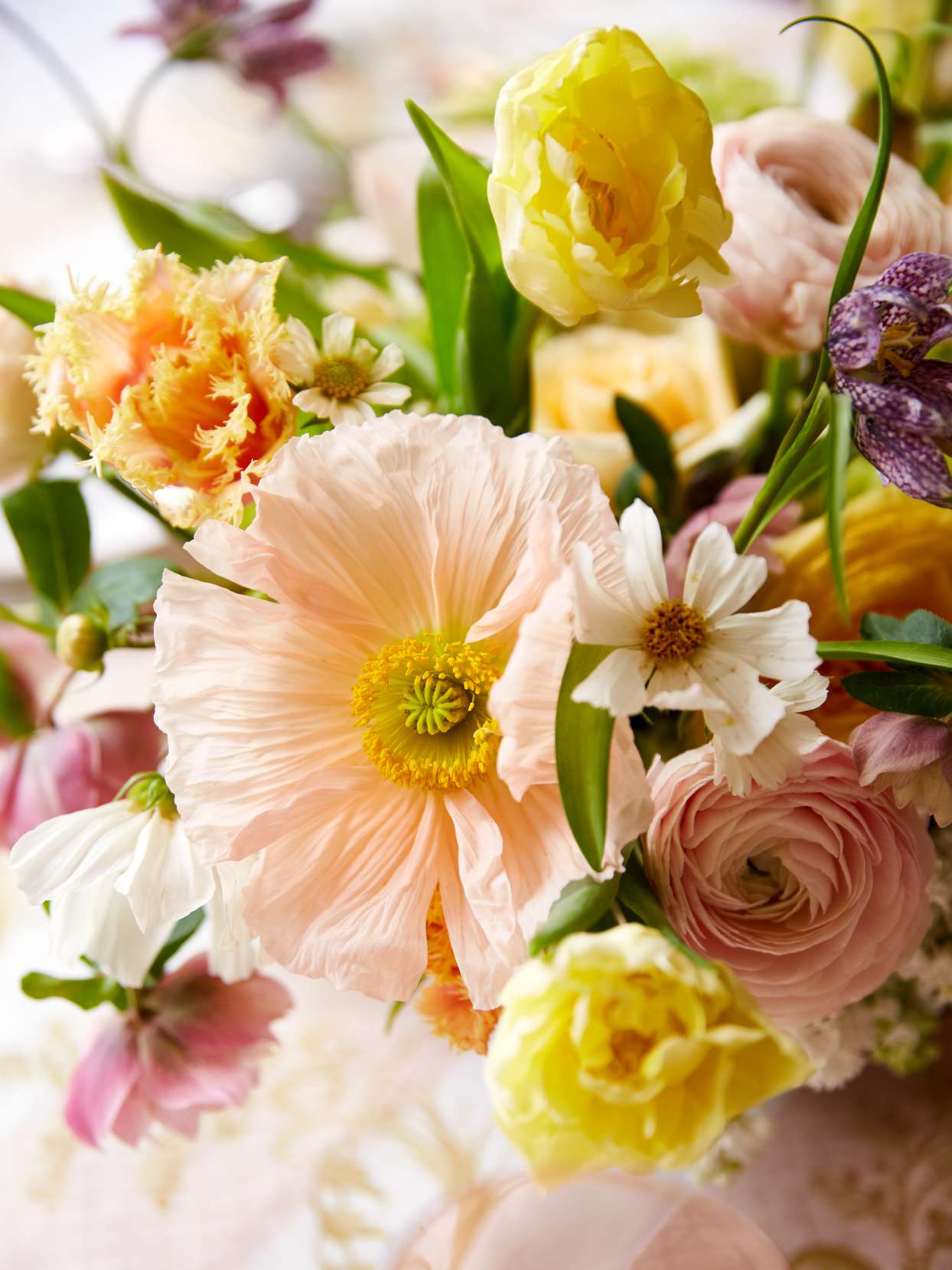 pink and yellow flower arrangement