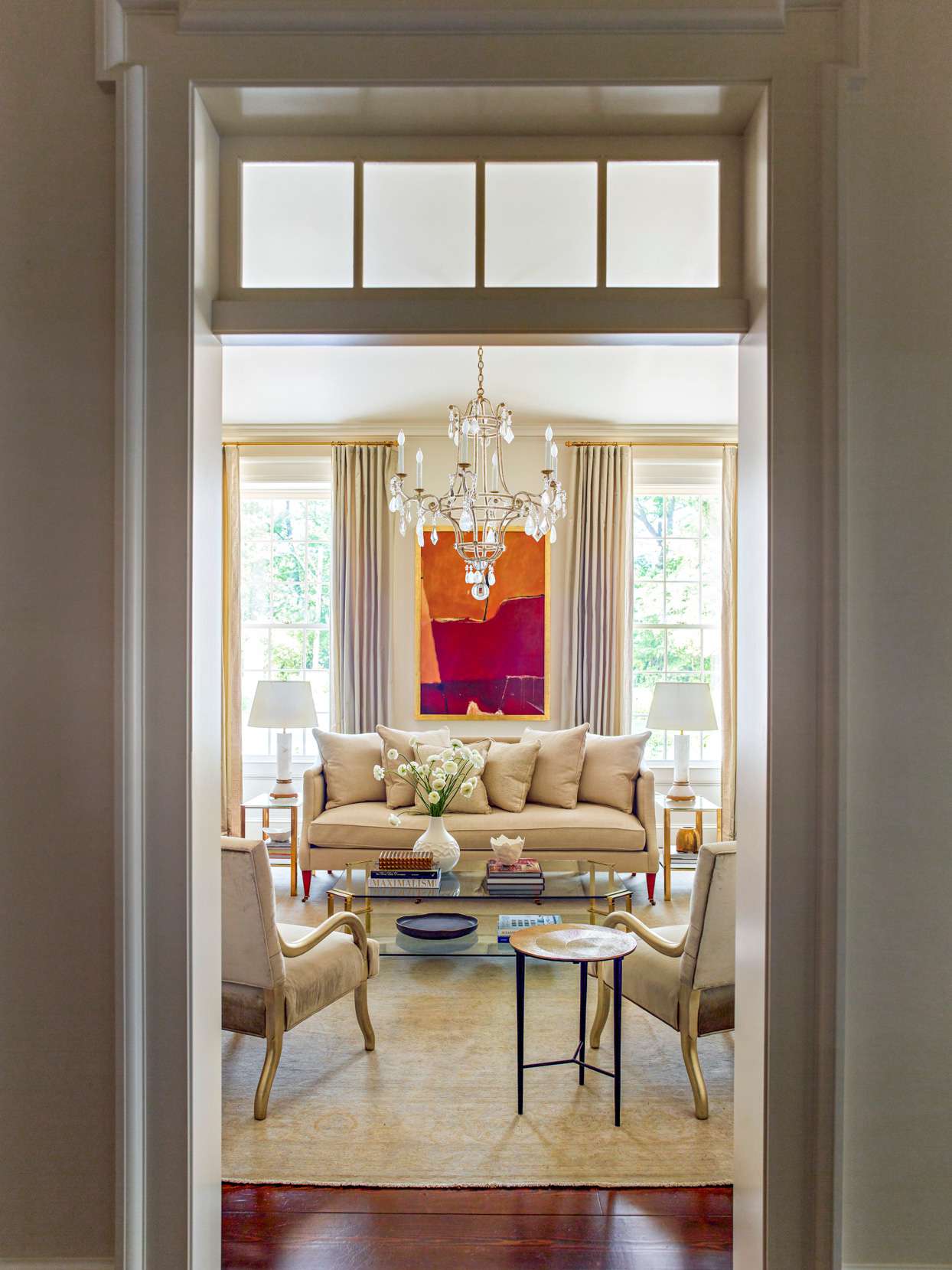 door frame into elegant sitting room