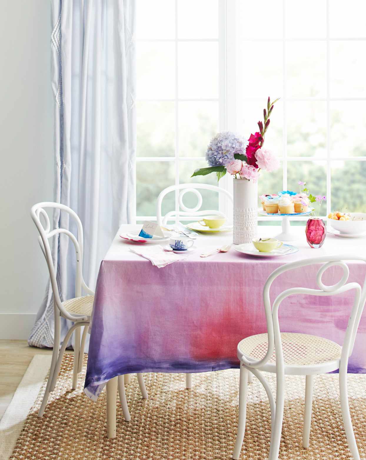 red and purple dyed table cloth