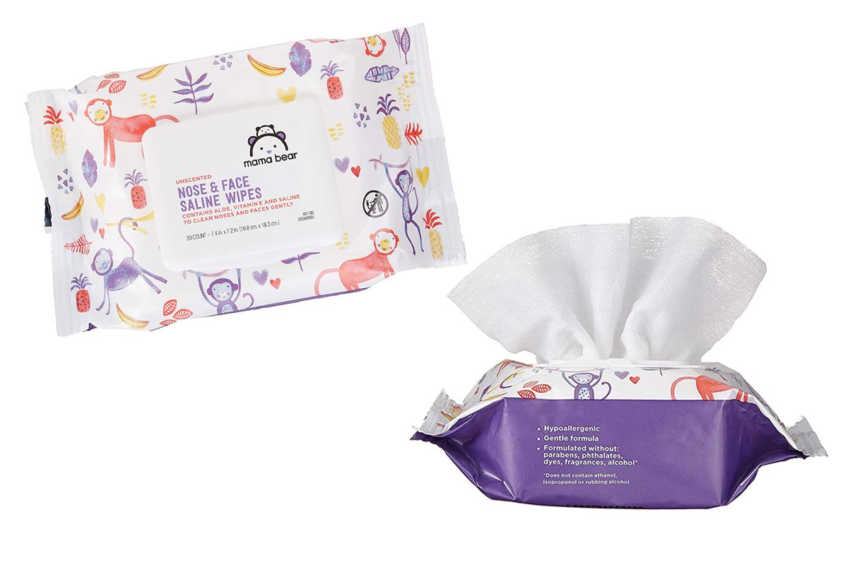 Amazon Brand Mama Bear Saline Nose and Face Baby Wipes