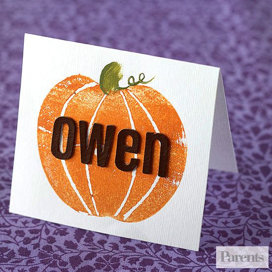 Apple Print Pumpkin Place Card