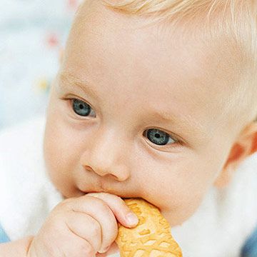 baby eating cracker