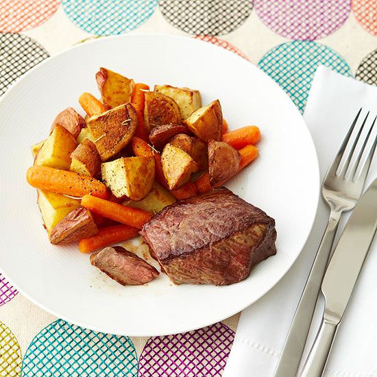 steak potatoes and carrots