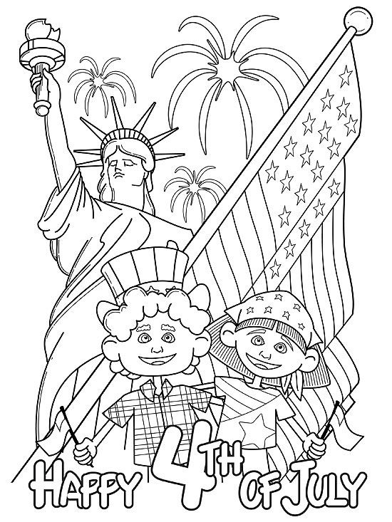 Festive Fourth of July printable coloring page