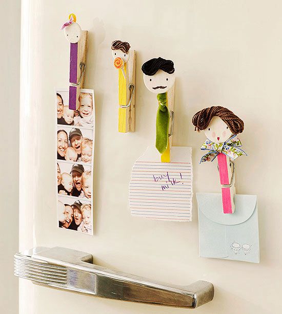 Friendly-face magnetic clothespin clips
