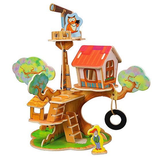 Wooden puzzle treehouse