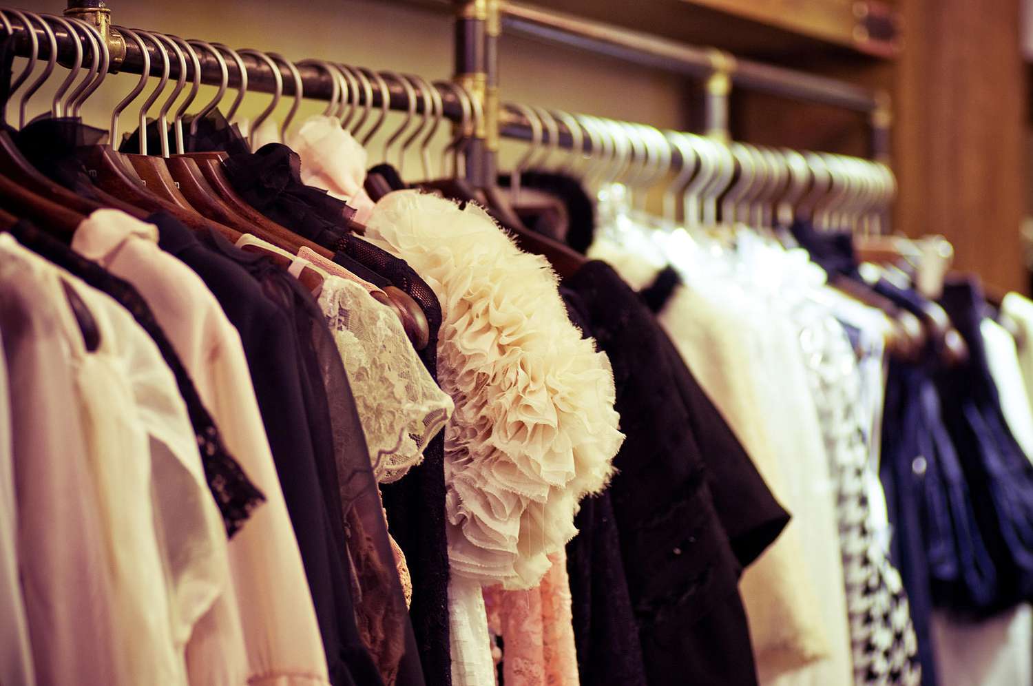 rack of fashionable clothes