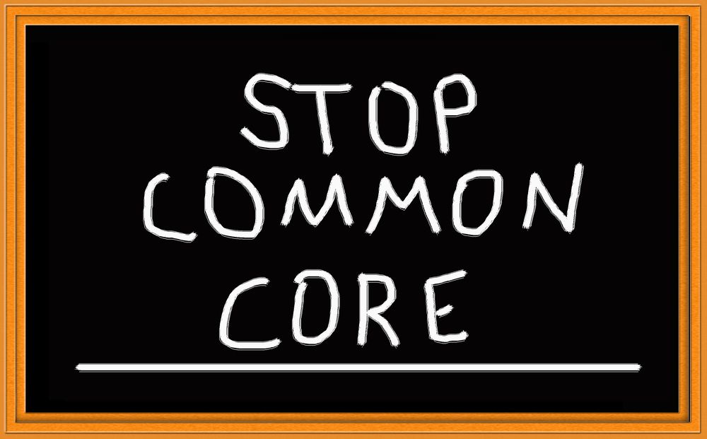 Stop Common Core Written on Chalkboard