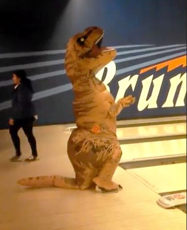 DinoDad in bowling alley