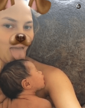 chrissy teigen and baby dog snapchat filter
