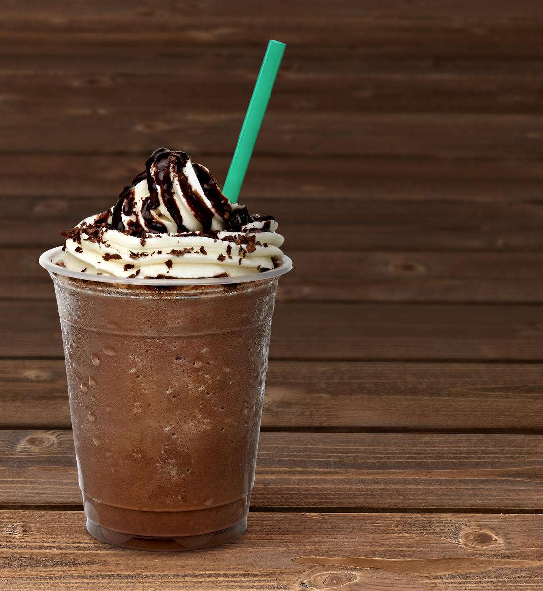 Frappuccino Drink with Green Straw