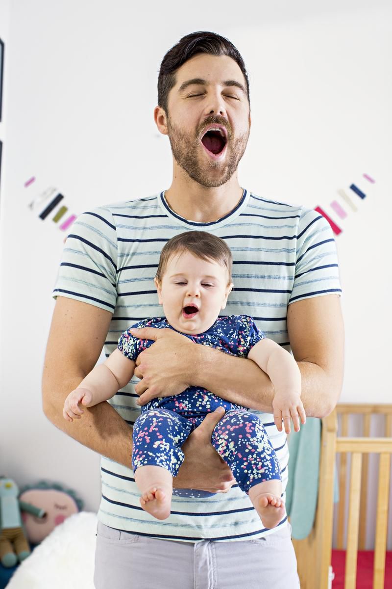 Father and Son Yawning