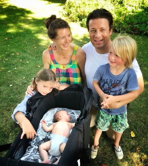 jamie oliver and family with fifth baby