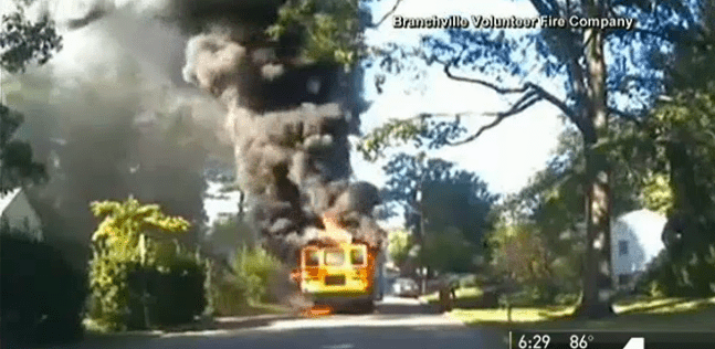 burning school bus